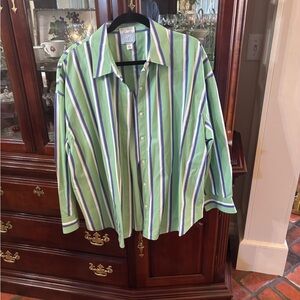 Future Collective Green Striped Women's Shirt